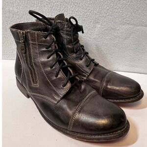 Bed Stu Cobbler 100% Organic Leather Boots Brown Lace-Up Zipper Ankle Booties